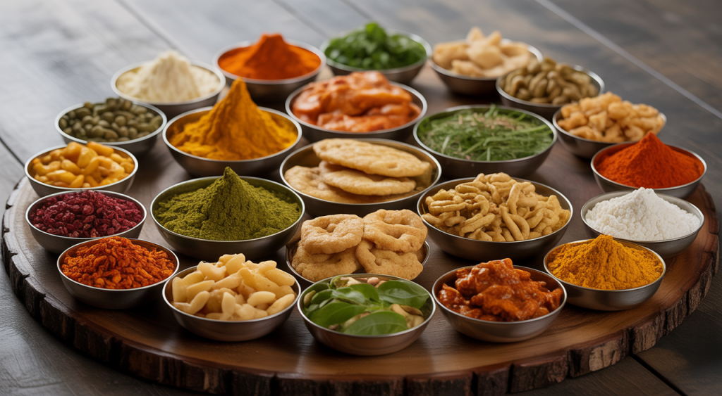 Selection of organic Indian snacks