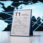 A T1 certificate document symbolizing smooth international customs transit for businesses.